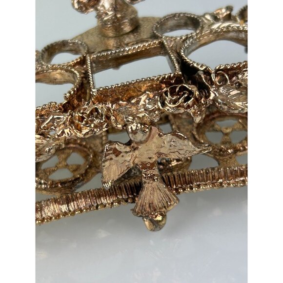 VTG 1950s Ormolu Filigree Lipstick Makeup Holder 9-Slot Rose Hollywood Regency - Picture 5 of 16